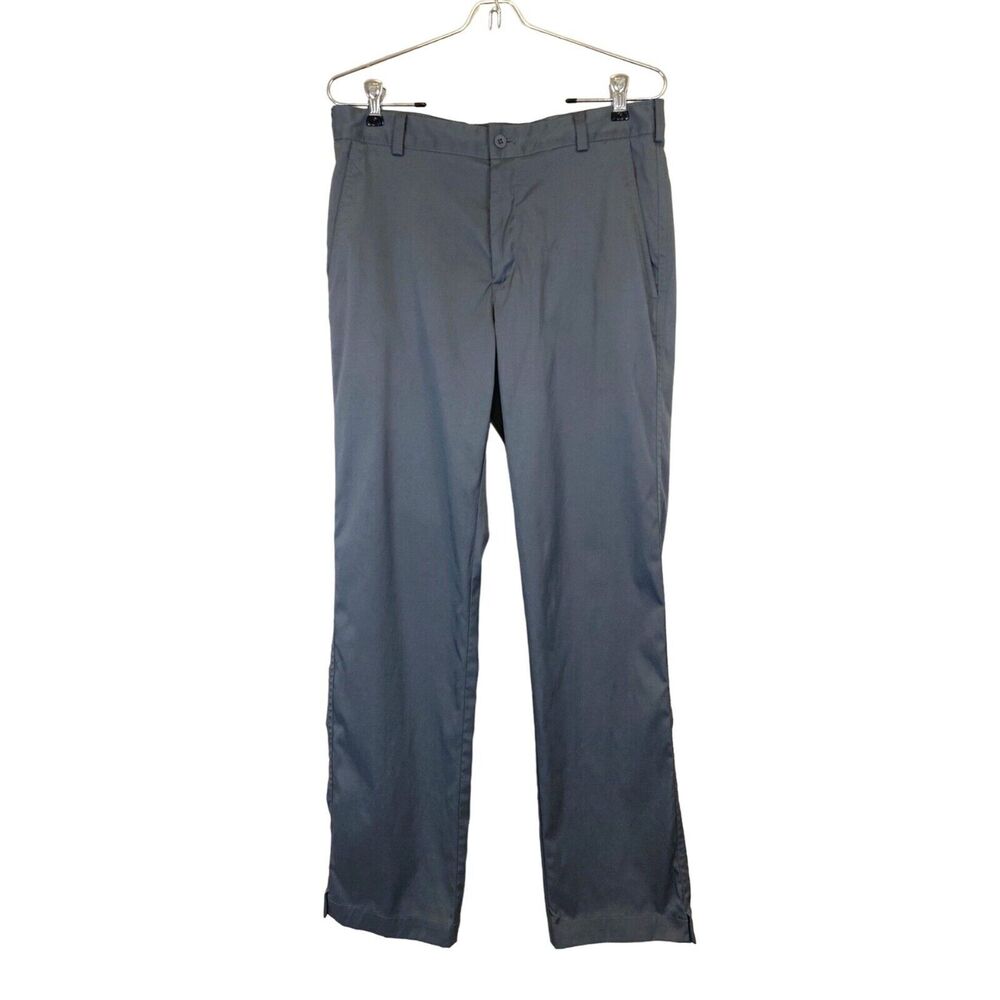 NIke Golf Dri-Fit Gray Straight Leg Pants Men Sz 30x32 Flat Front Stretch Active